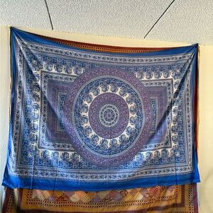 Blue and White Mandala Tapestry